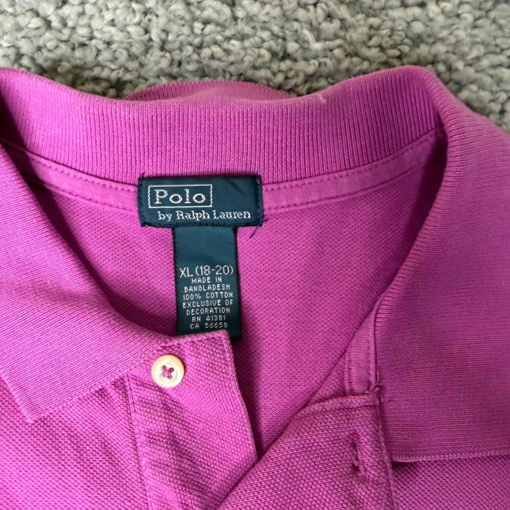 Polo Ralph LaurenBoys XL18-20 Pink Short Sleeve Cotton Mesh Polo Shirt Pony Logo - Picture 4 of 4